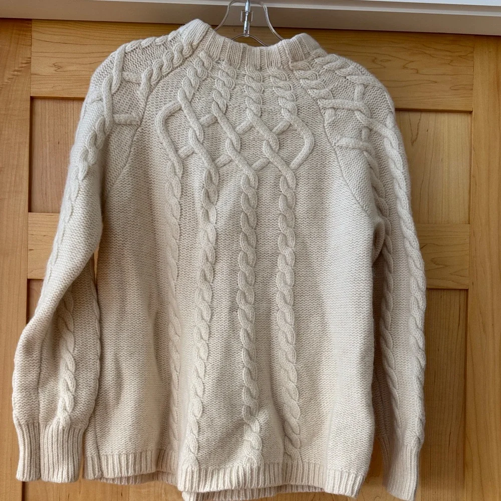 ANTONIO MELANI Cream Cable Knit Turtleneck Sweater - Picture 4 of 6